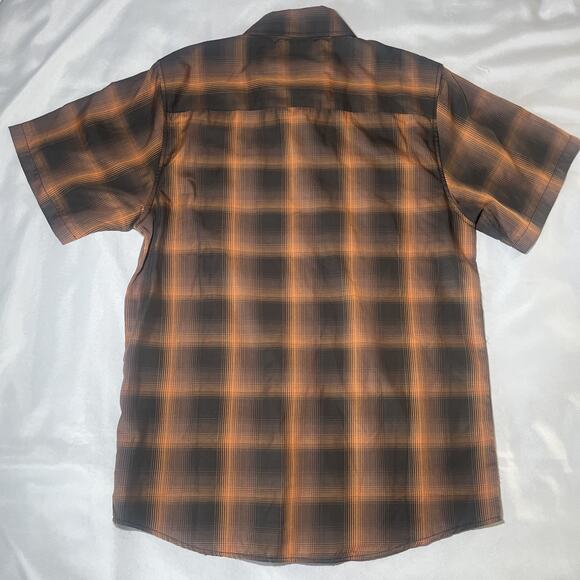 Dixxon Shirt Mens Size M Black Orange Plaid Pearl Snap D-Lux Bamboo The Hardin - Picture 2 of 8